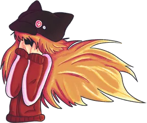 Chibi Asukawith Capand Wings PNG image