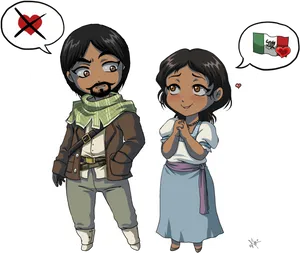 Chibi Couple Language Barrier PNG image