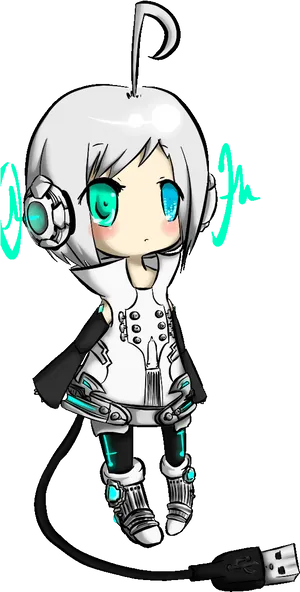 Chibi Cyborg Character Art PNG image