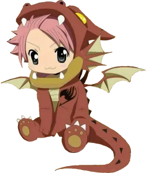 Chibi Dragon Costume Anime Character PNG image