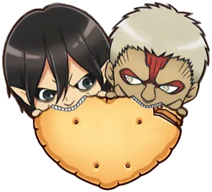 Chibi_ Eren_and_ Reiner_ Peeking PNG image