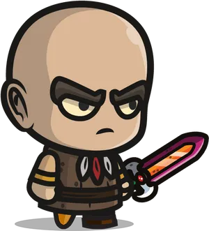 Chibi Krillin With Energy Sword PNG image