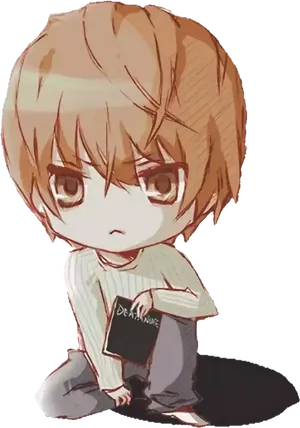 Chibi Light Yagamiwith Death Note PNG image