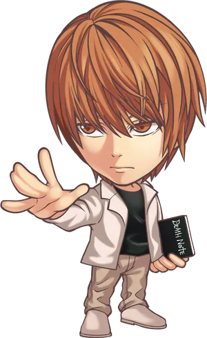 Chibi Light Yagamiwith Death Note PNG image