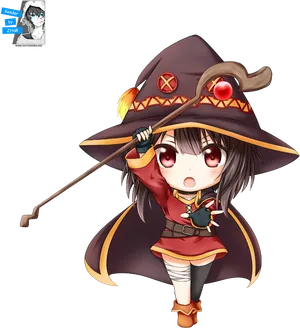 Chibi Megumin Magic Pose PNG image