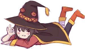 Chibi Megumin Playful Pose PNG image