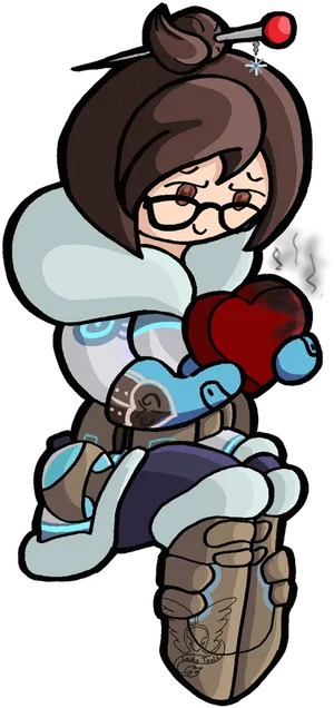 Chibi_ Mei_ Overwatch_ Character_ Art PNG image