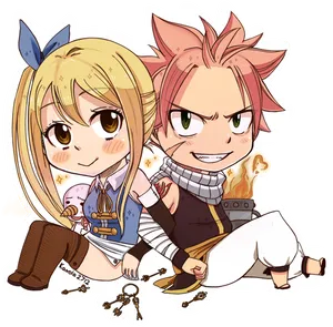 Chibi Natsuand Lucy Fairy Tail PNG image