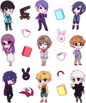 Chibi Style Character Collection PNG image