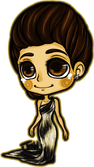 Chibi Style Elegant Figure PNG image