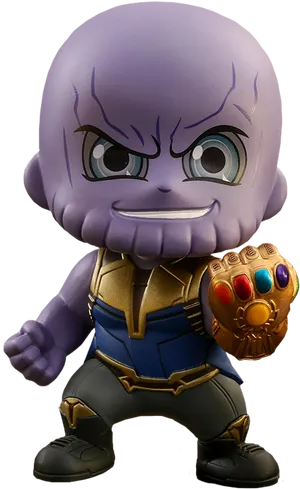 Chibi Style Thanos Figure With Infinity Gauntlet PNG image