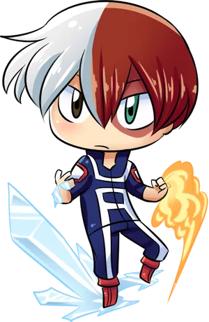 Chibi Todoroki Hero Pose PNG