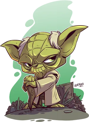 Chibi Yoda Cartoon Artwork