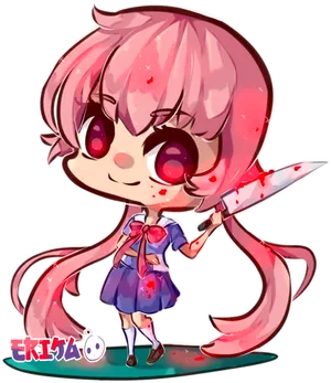 Chibi Yuno Gasaiwith Knife PNG image