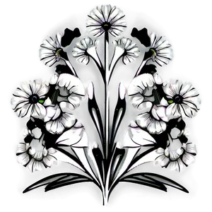 Chic Black And White Flowers PNG 82 PNG