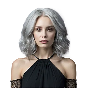 Chic Grey Hair Fashion Png 06282024 PNG image