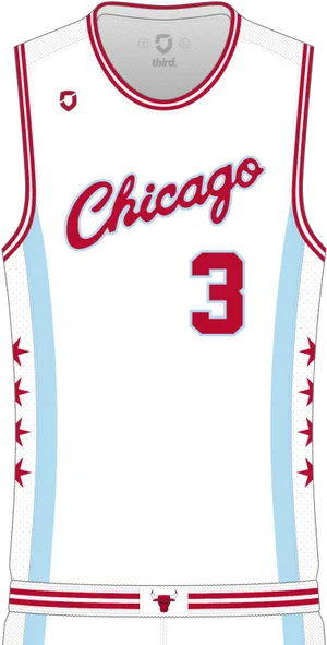 Chicago Bulls Number3 Jersey Design PNG image