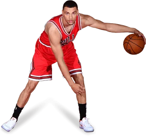 Chicago Bulls Player Dribbling Basketball PNG image