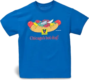 Chicagos Hot Dog Blue Shirt PNG image