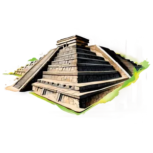 Chichen Itza Detailed Sketch PNG Eke PNG