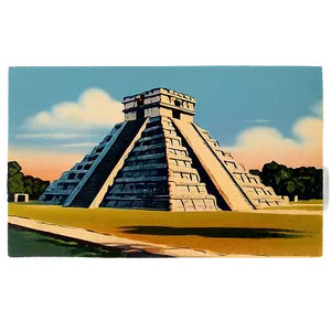 Chichen Itza Vintage Postcard PNG Erv