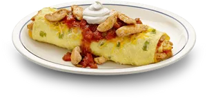 Chicken Fajita Omeletteon Plate PNG image