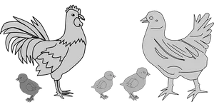 Chicken Family Silhouette PNG image