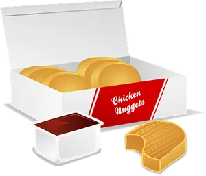 Chicken Nuggets Boxwith Dipping Sauce PNG image