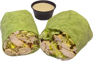 Chicken Shawarma Wrapwith Sauce PNG image