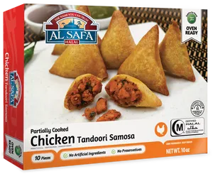 Chicken Tandoori Samosa Packaging PNG image