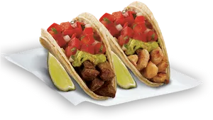 Chickenand Beef Tacoswith Guacamoleand Lime