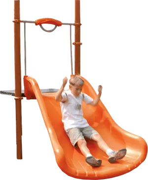Child Enjoying Playground Slide PNG image