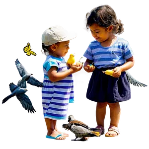 Child Feeding Birds PNG Mbp