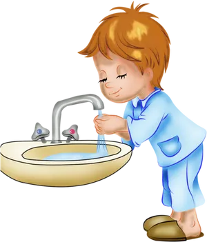 Child Hand Washing Cartoon PNG image