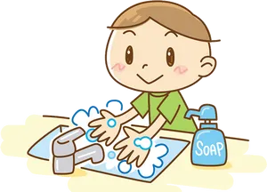 Child Hand Washing Cartoon PNG image