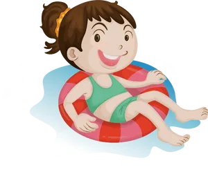 Child In Swim Ring Illustration PNG image