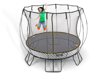 Child Jumpingon Safety Net Trampoline PNG image