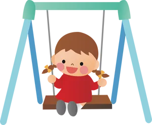 Child On Swing Cartoon PNG image