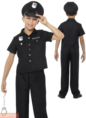 Child Police Costume Poses PNG