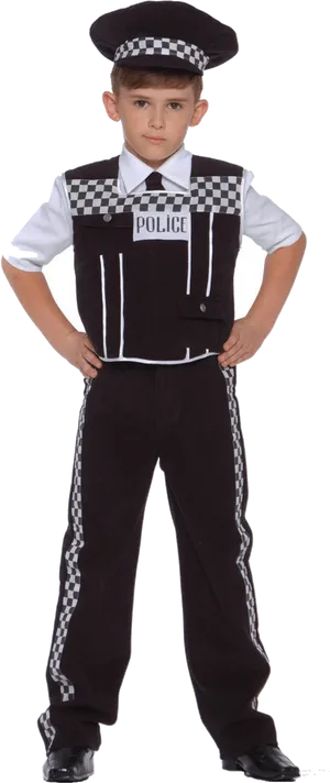 Child Policeman Costume Portrait PNG