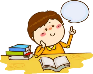 Child Studying Cartoon Clipart PNG image