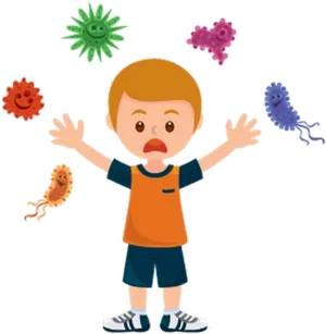 Child Surrounded By Germs Illustration PNG image
