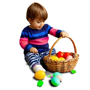 Child With Easter Eggs PNG 05242024