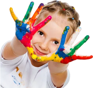 Child With Paint Covered Hands