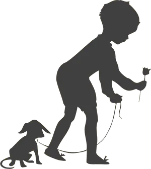 Childand Dog Silhouette PNG image