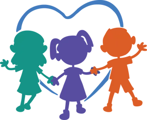 Children Holding Hands Silhouette PNG image
