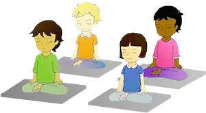 Children Meditating Cartoon PNG image