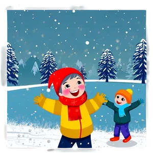 Children Playing In Snowfall PNG Mms PNG