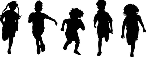 Children Playing Silhouette PNG image