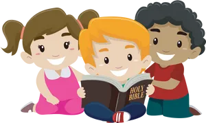 Children Reading Bible Clipart PNG image